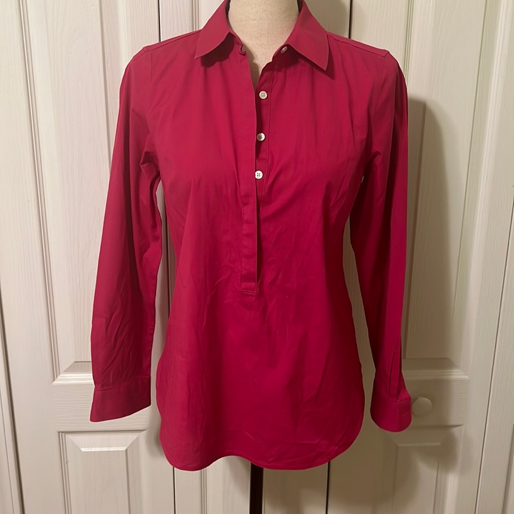 Talbots Pink Half Button Down Wrinkle Resistant T… - image 1